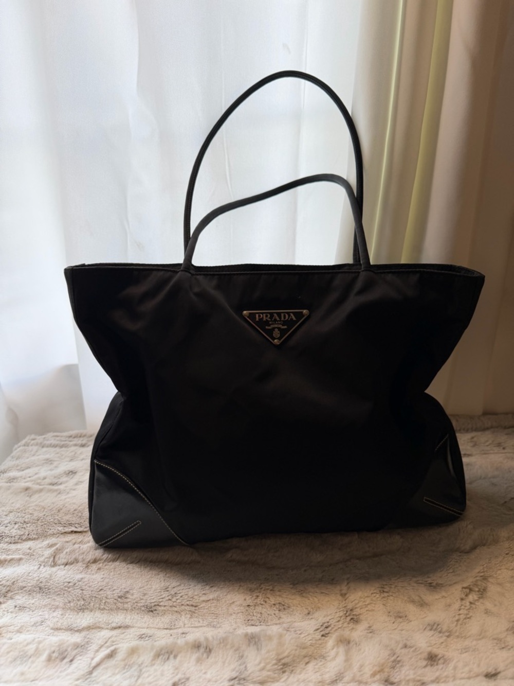 Prada Black Nylon Tote with Leather Trim - Picture 12 of 15